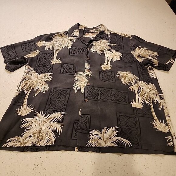 kalaheo hawaiian shirt M Tropical Gray Button Short Sleeve - Picture 1 of 4
